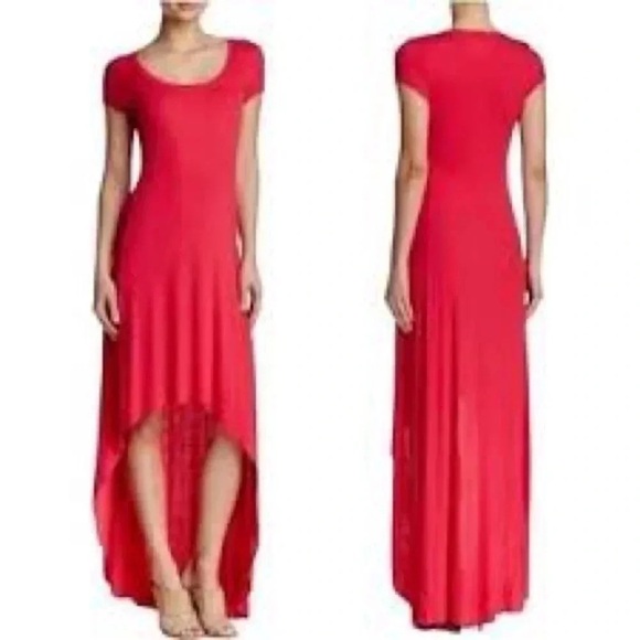 BCBGMAXAZRIA | High Low Magenta Maxi Dress Size Small S Jersey Knit Stretchy - Picture 1 of 6